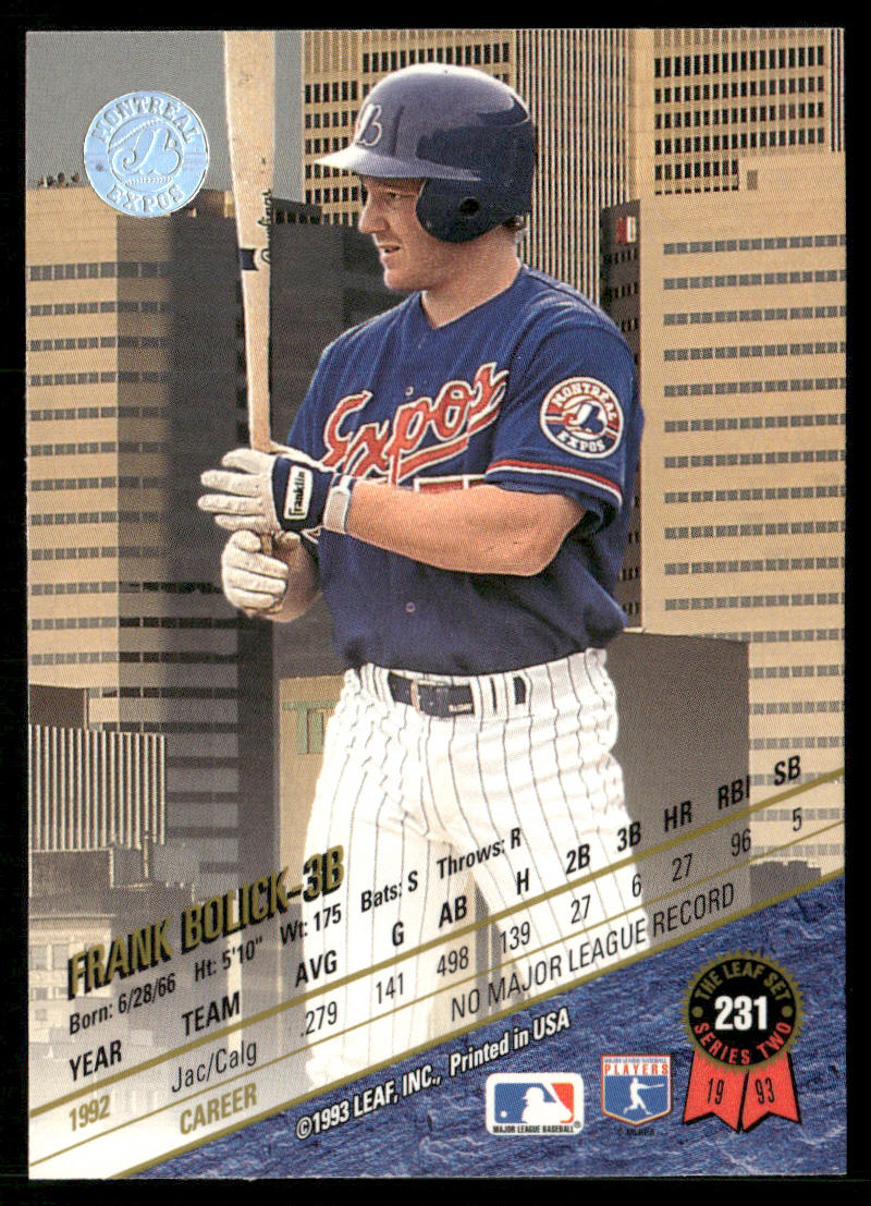 Frank Bolick 1993 Leaf #231 Montreal Expos