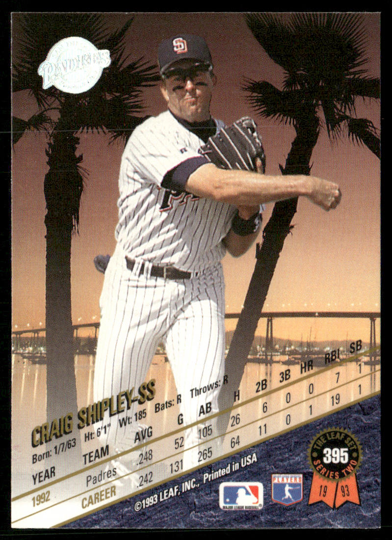 Craig Shipley 1993 Leaf #395 San Diego Padres