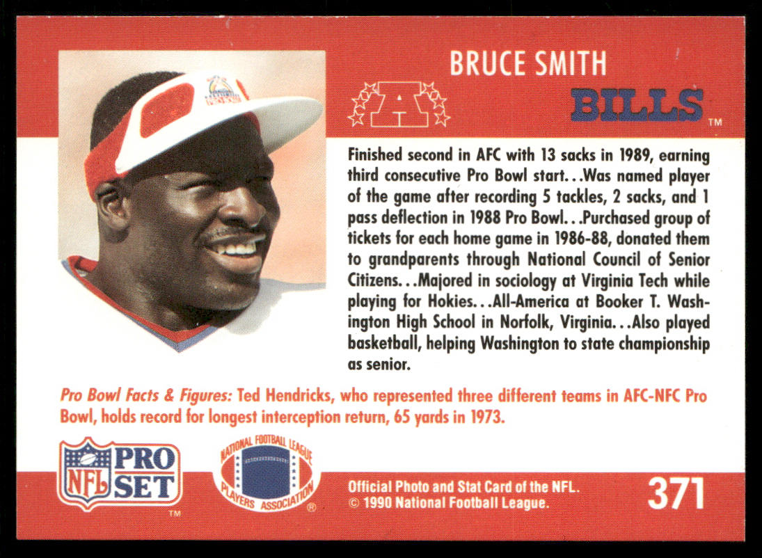 Bruce Smith 1990 Pro Set #371 Buffalo Bills