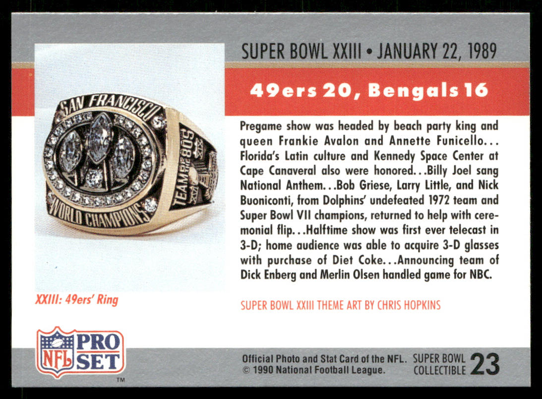 Super Bowl 1990 Pro Set Super Bowl Collectibles #23