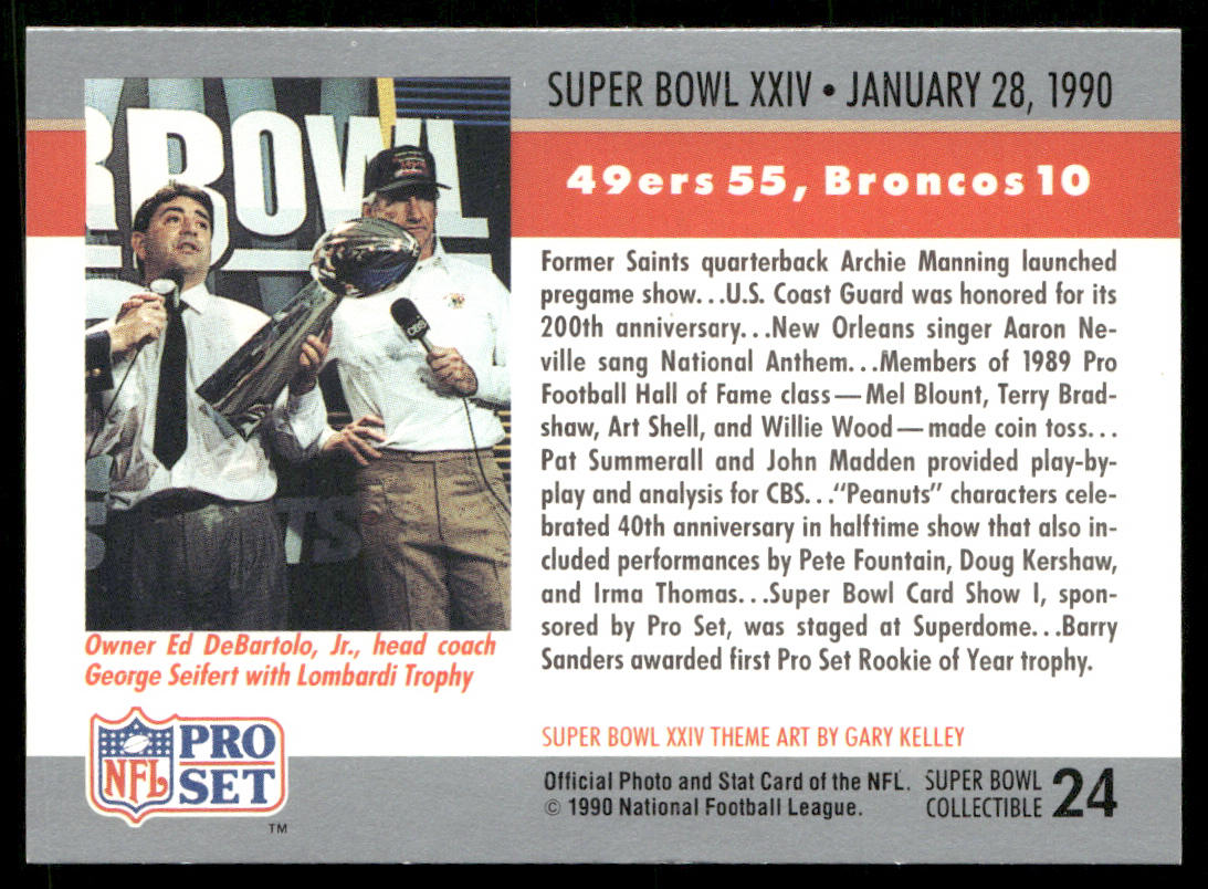 Super Bowl 1990 Pro Set Super Bowl Collectibles #24