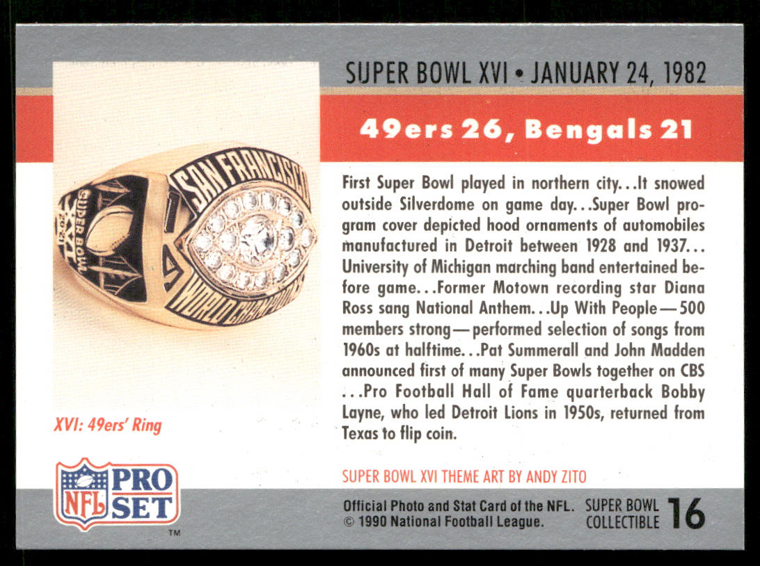 Super Bowl 1990 Pro Set Super Bowl Collectibles #16