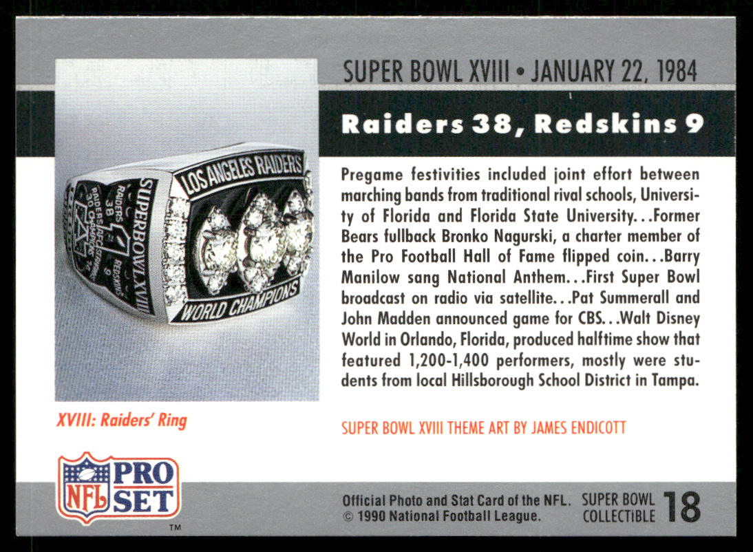 Super Bowl 1990 Pro Set Super Bowl Collectibles #18
