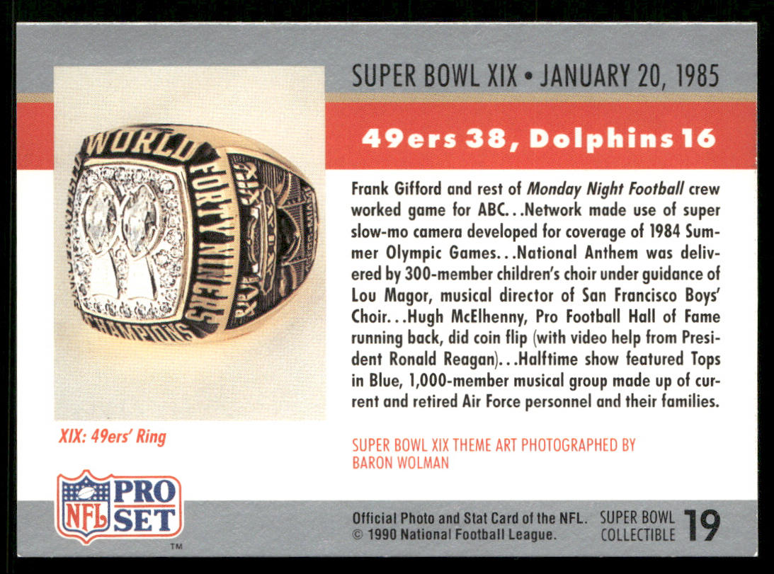 Super Bowl 1990 Pro Set Super Bowl Collectibles #19