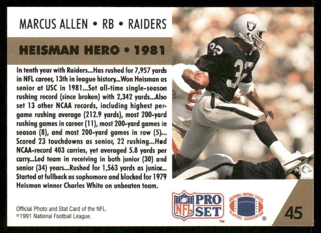 Marcus Allen 1991 Pro Set #45