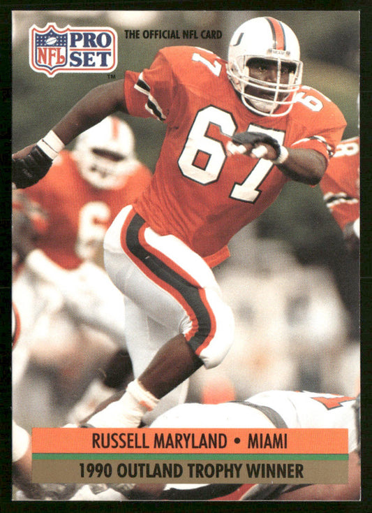 Russell Maryland 1991 Pro Set #32 RC Miami Hurricanes
