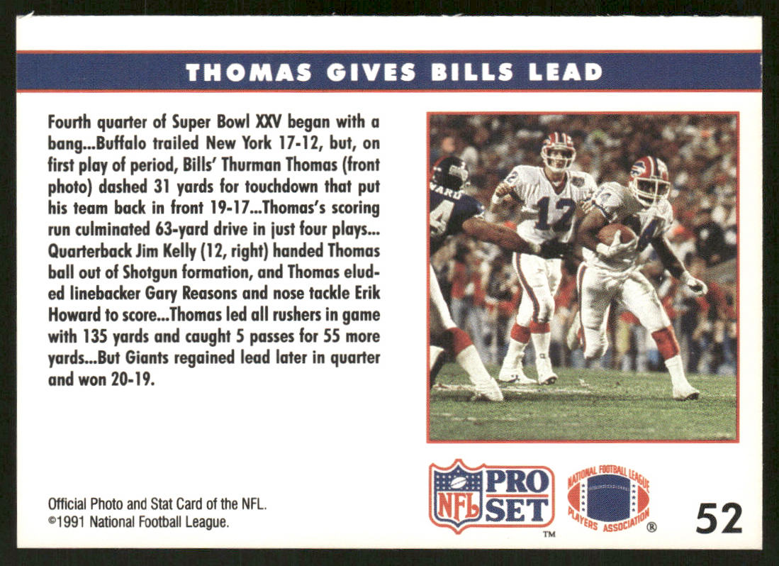 Thomas Gives Bills Lead 1991 Pro Set #52 Buffalo Bills