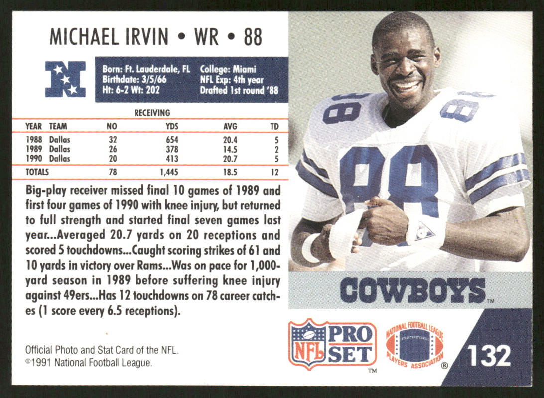 Michael Irvin 1991 Pro Set #132 Dallas Cowboys