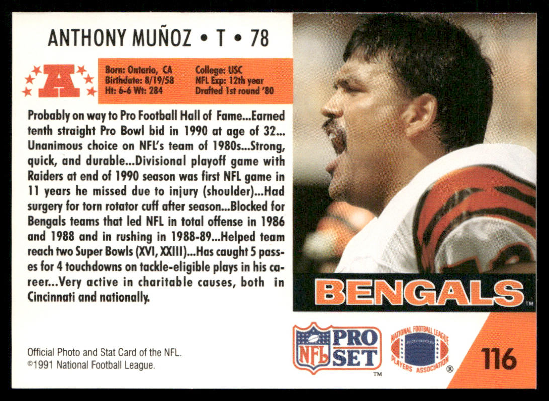 Anthony Munoz 1991 Pro Set #34 Cincinnati Bengals