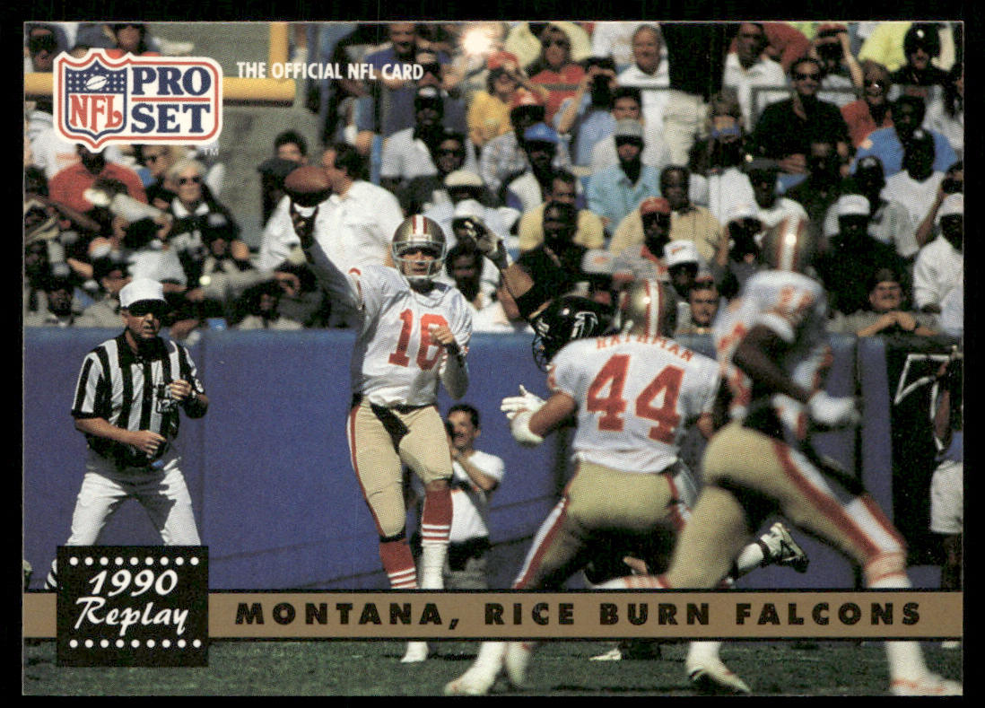 Montana, Rice Burn Falcons 1991 Pro Set #329 San Francisco 49ers