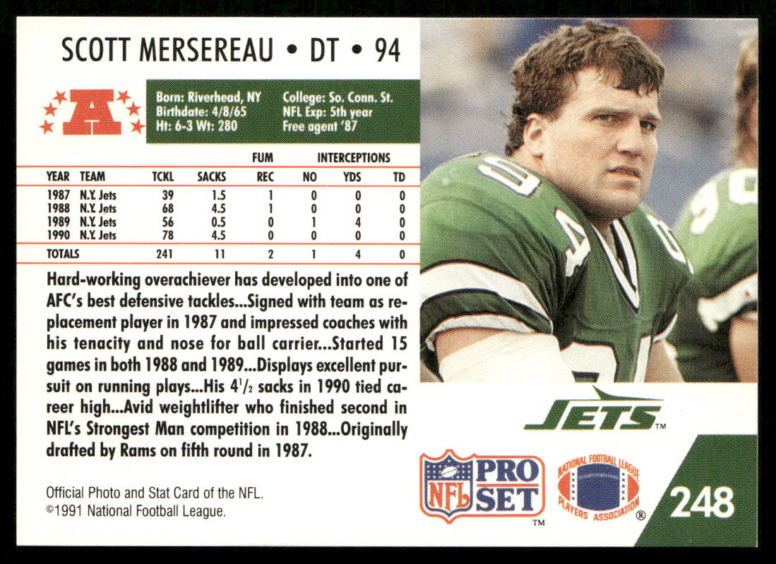 Scott Mersereau 1991 Pro Set #248 RC New York Jets