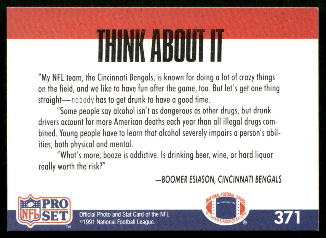 Boomer Esiason 1991 Pro Set #371b Cincinnati Bengals