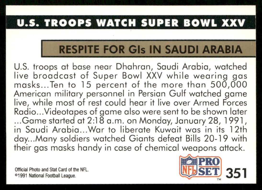 U.S. Troops Watch Super Bowl 1991 Pro Set #351