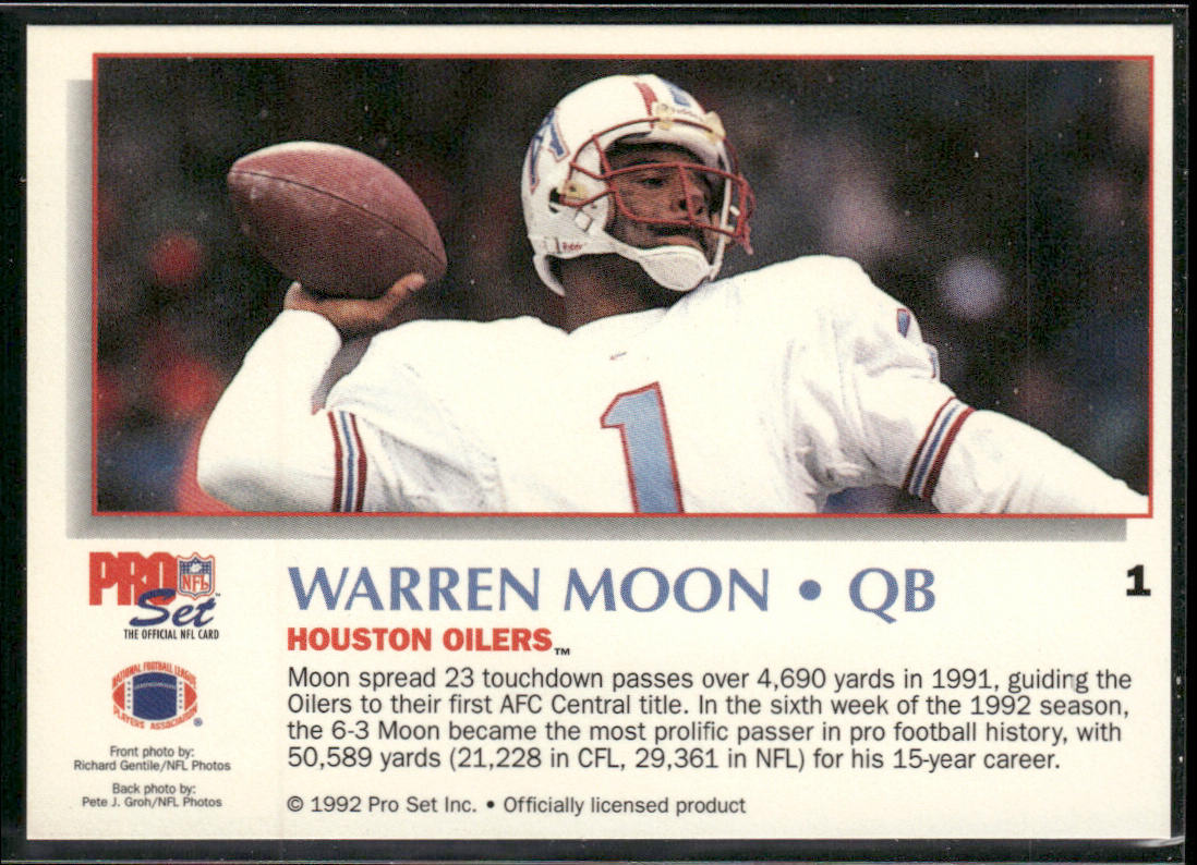 Warren Moon 1992 Pro Set Power #1 Houston Oilers