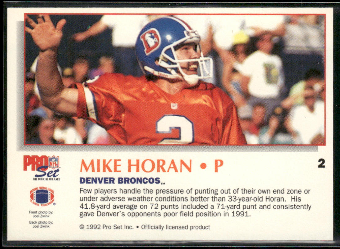 Mike Horan 1992 Pro Set Power #2 Denver Broncos