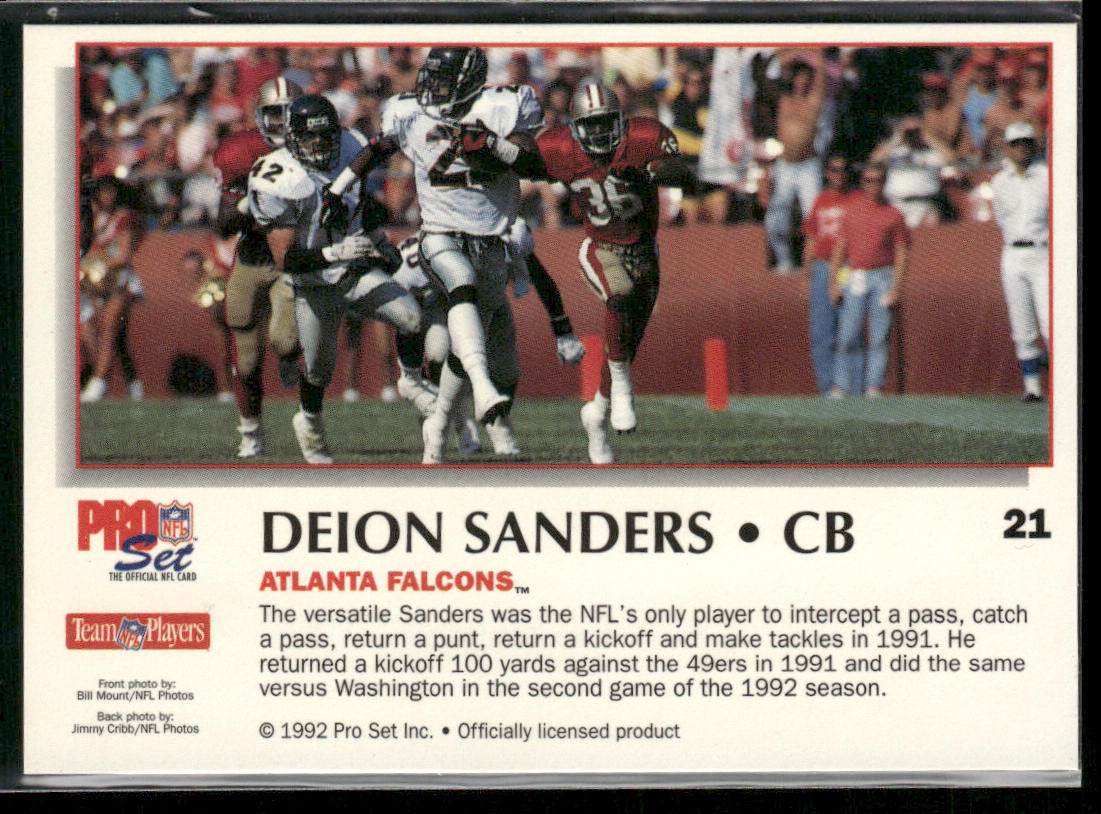 Deion Sanders 1992 Pro Set Power #21 Atlanta Falcons