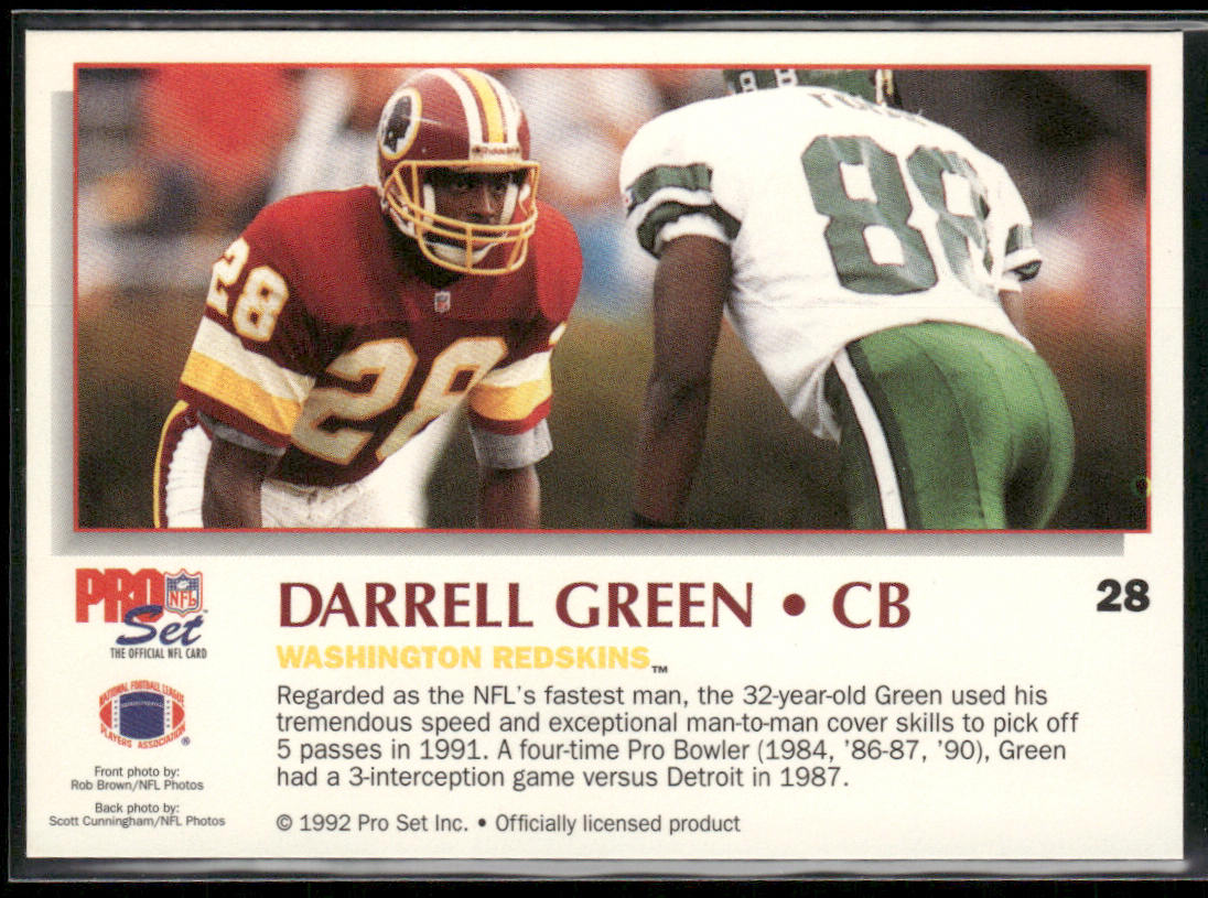 Darrell Green 1992 Pro Set Power #28 Washington Redskins