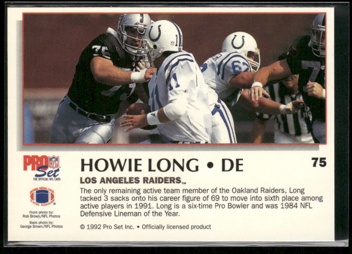 Howie Long 1992 Pro Set Power #75 Los Angeles Raiders