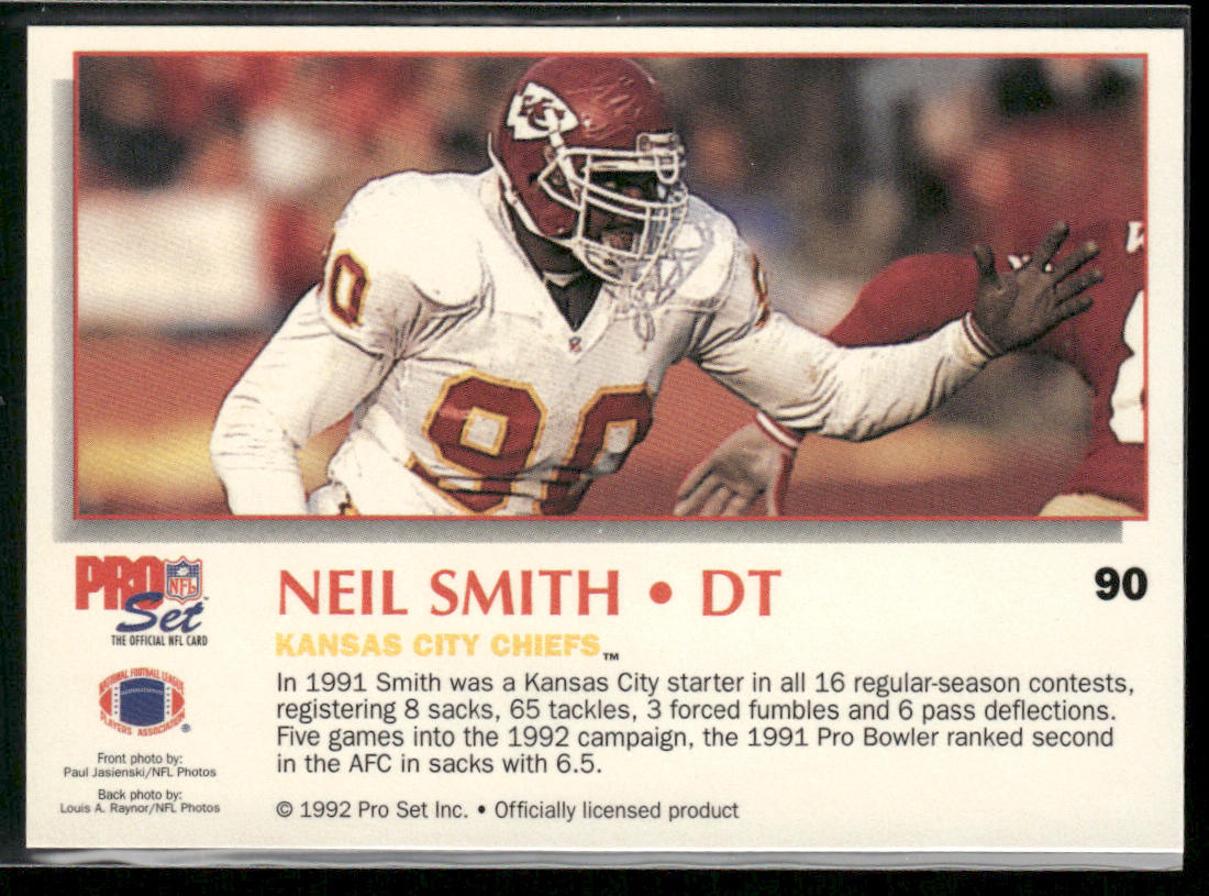 Neil Smith 1992 Pro Set Power #90 Kansas City Chiefs