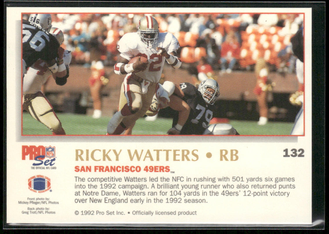 Ricky Watters 1992 Pro Set Power #132 San Francisco 49ers