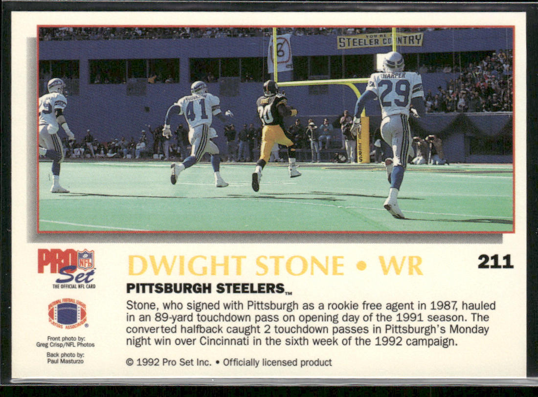 Dwight Stone 1992 Pro Set Power #211 Pittsburgh Steelers