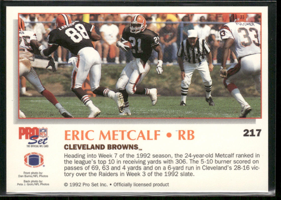 Eric Metcalf 1992 Pro Set Power #217 Cleveland Browns