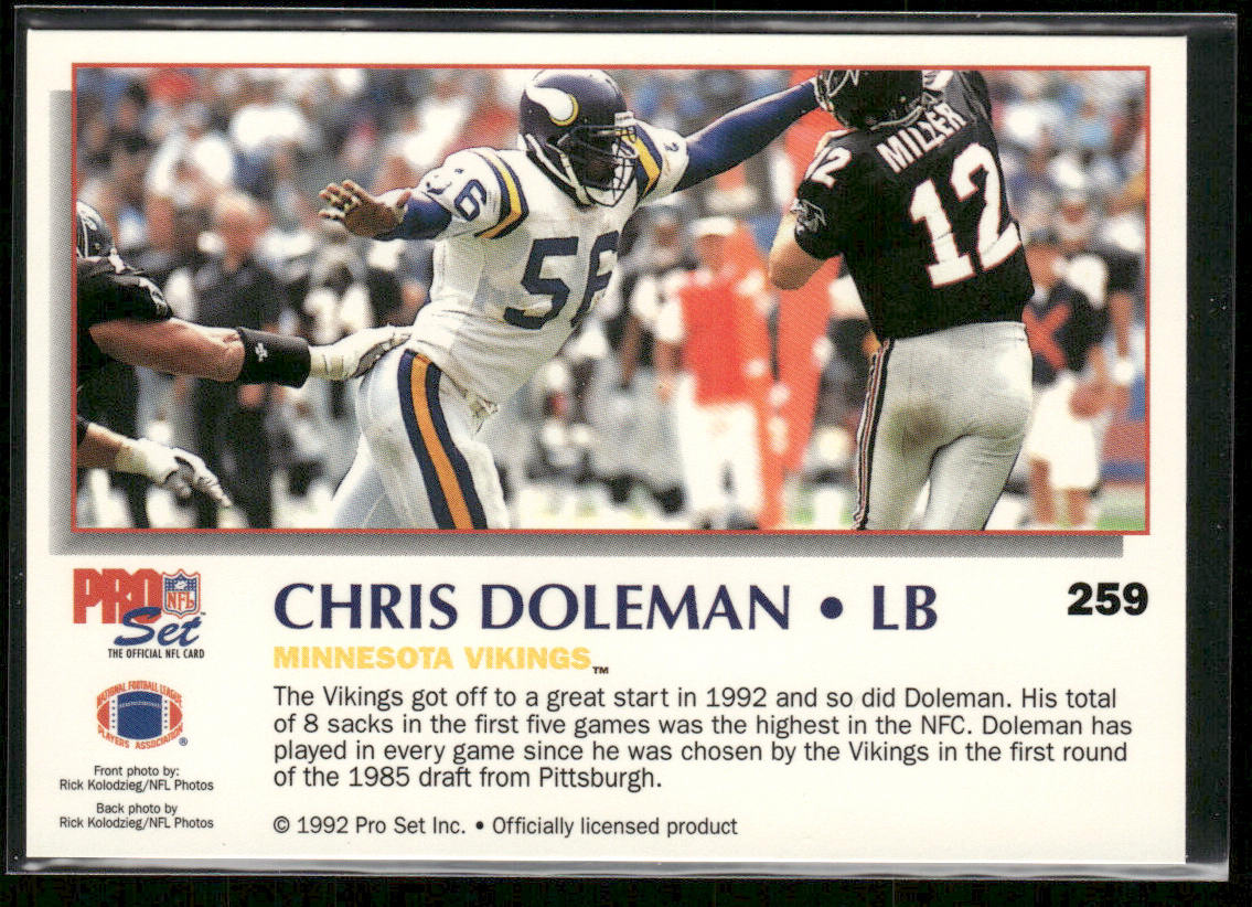 Chris Doleman 1992 Pro Set Power #259 Minnesota Vikings