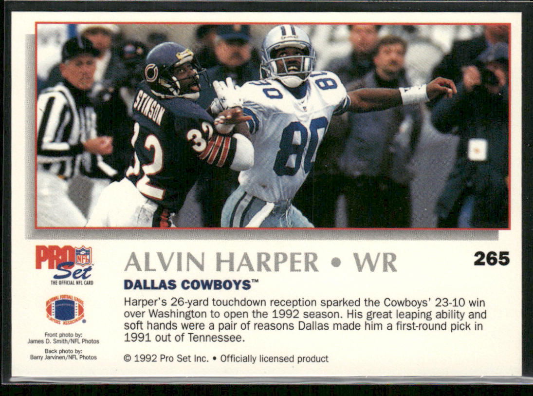 Alvin Harper 1992 Pro Set Power #265 Dallas Cowboys