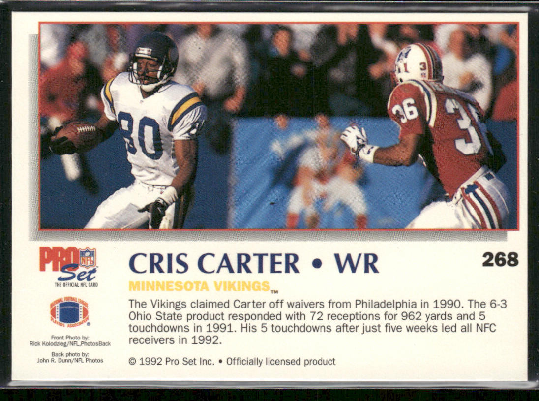Cris Carter 1992 Pro Set Power #268 Minnesota Vikings