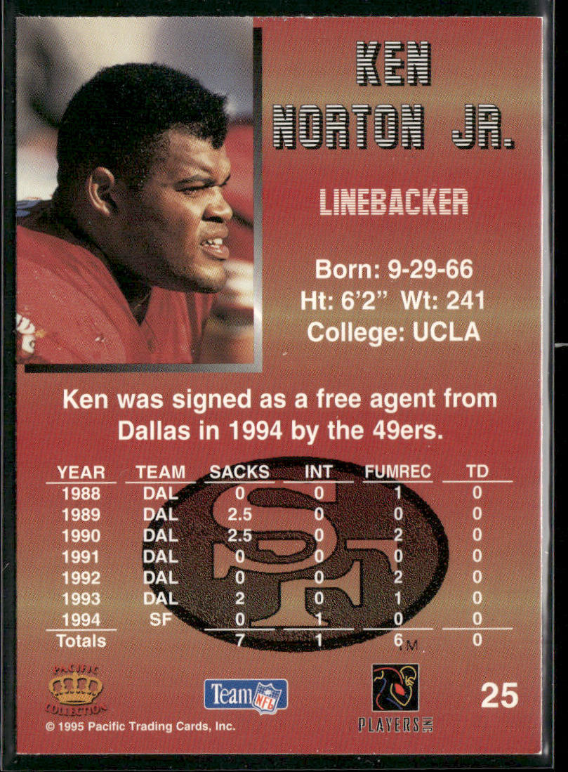 Ken Norton Jr. 1995 Pacific #25 San Francisco 49ers
