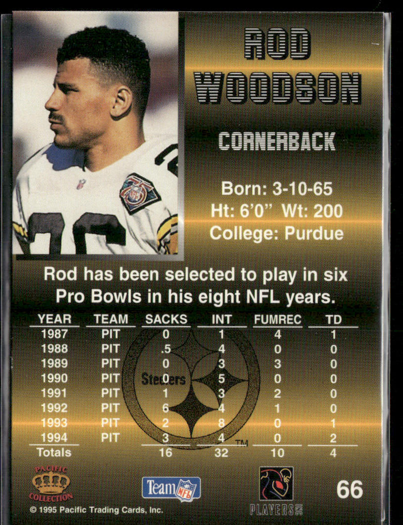 Rod Woodson 1995 Pacific #66 Pittsburgh Steelers