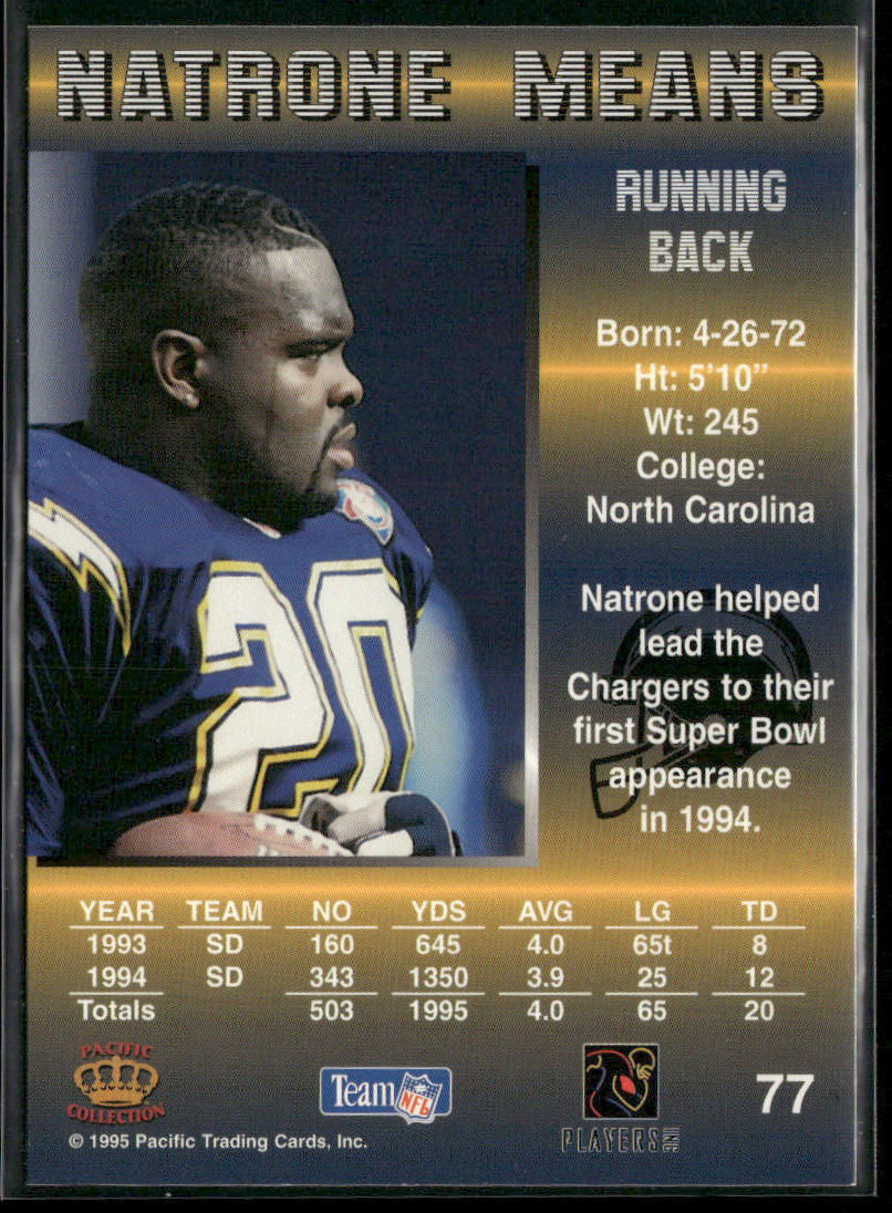 Natrone Means 1995 Pacific #77 San Diego Chargers