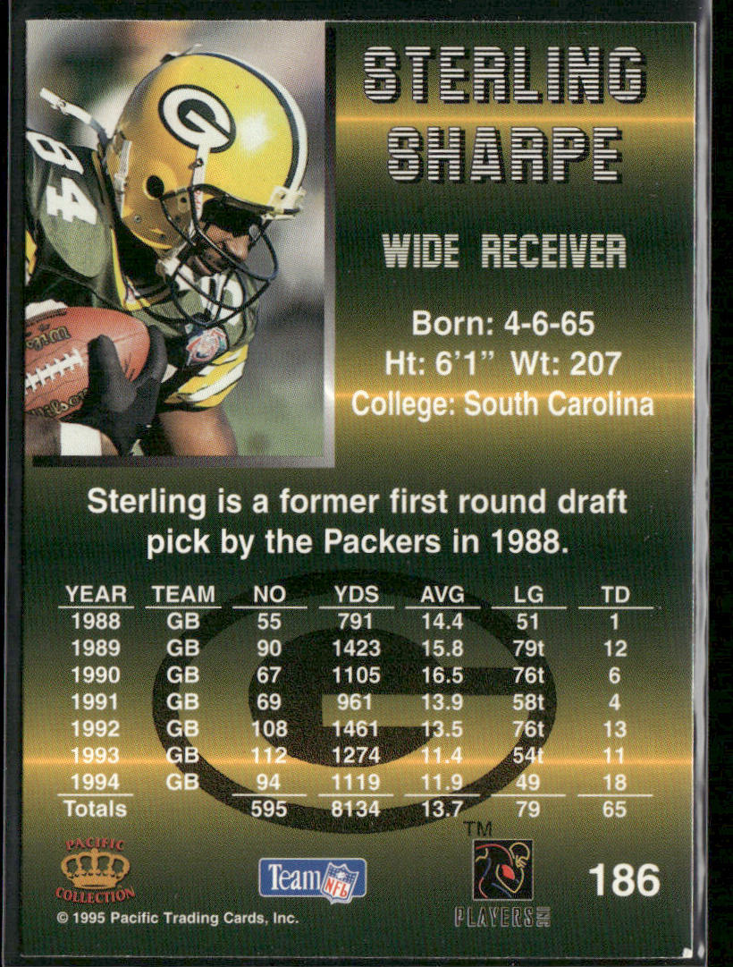 Sterling Sharpe 1995 Pacific #186 Green Bay Packers