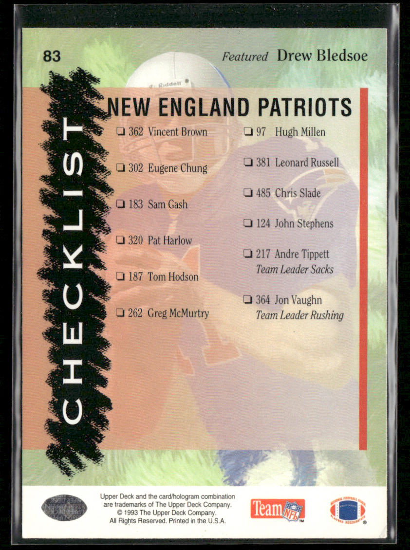 1993 Upper Deck #83 Patriots Checklist