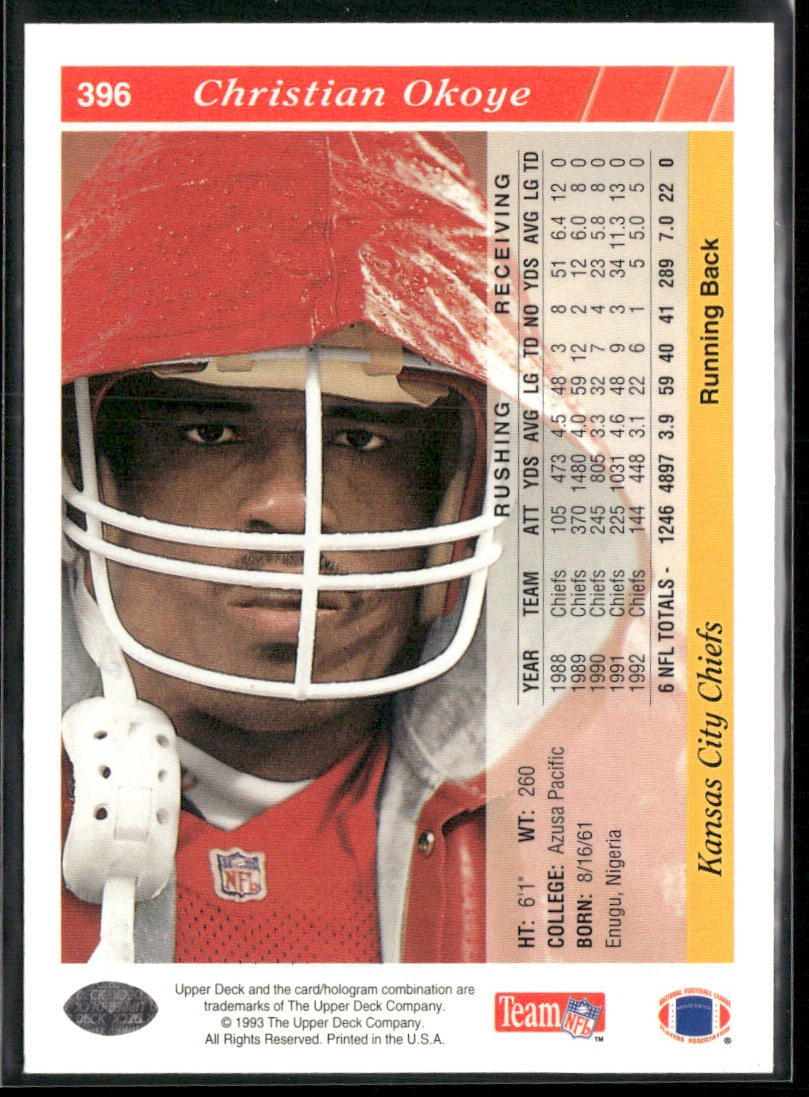 1993 Upper Deck #396 Christian Okoye