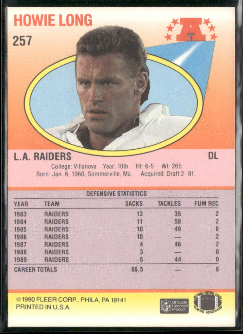 Howie Long 1990 Fleer #257 Los Angeles Raiders