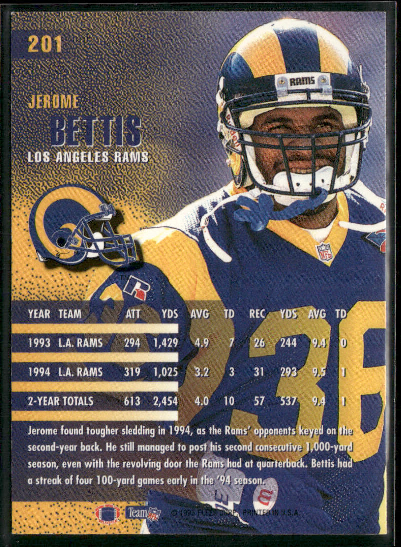 Jerome Bettis 1995 Fleer #201 Los Angeles Rams