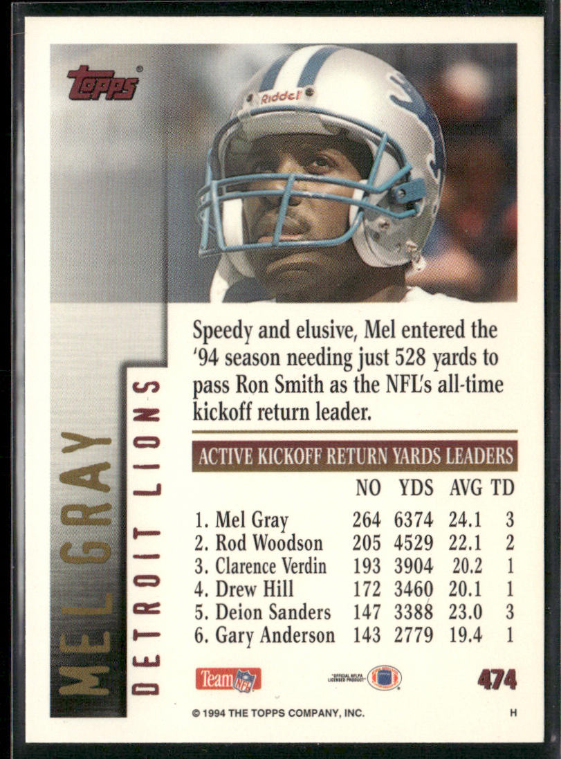 Mel Gray 1994 Topps #474 Detroit Lions