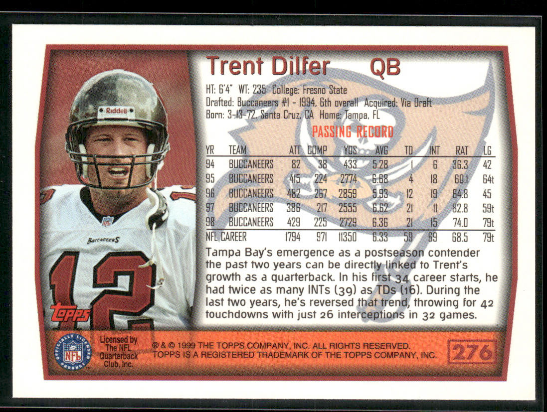 Trent Dilfer 1999 Topps #276 Tampa Bay Buccaneers