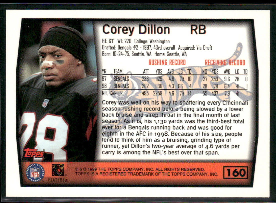 Corey Dillon 1999 Topps #160 Cincinnati Bengals