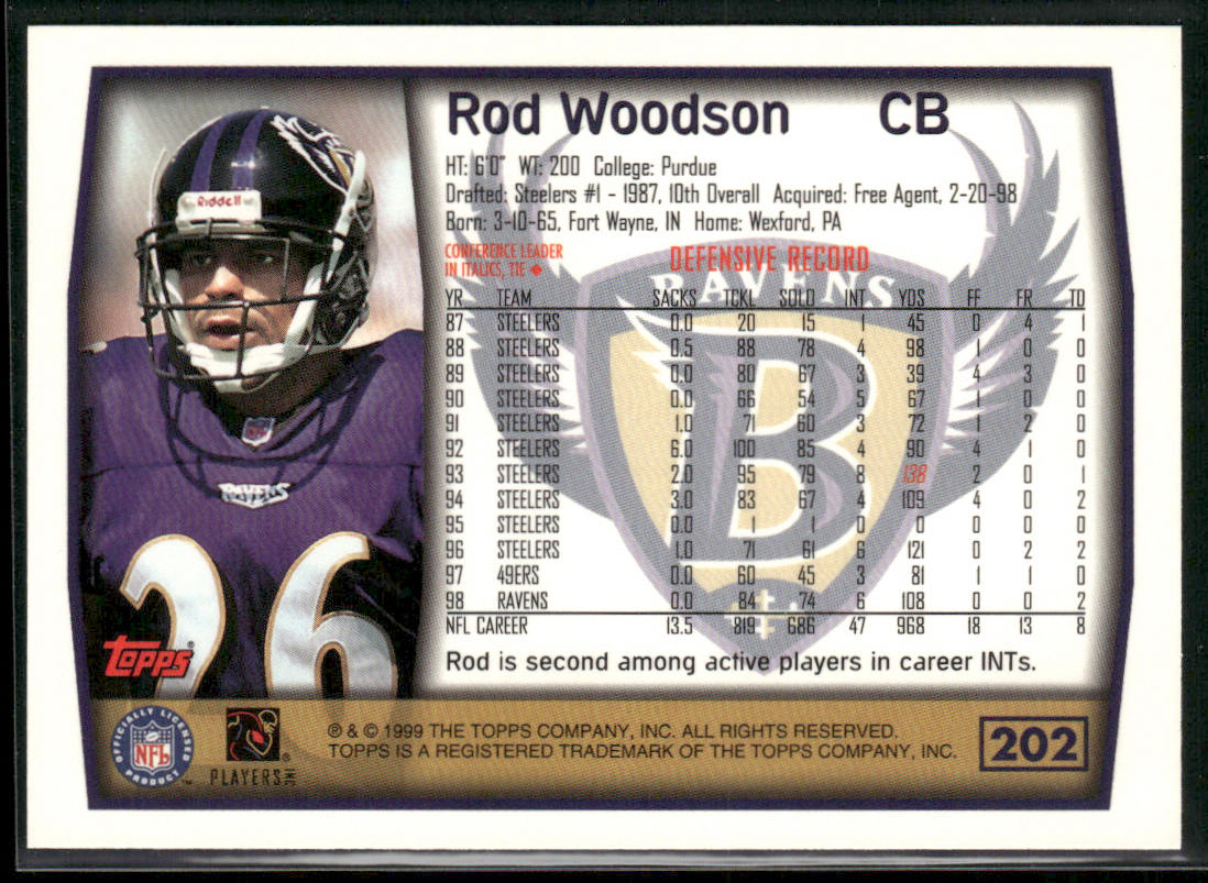 Rod Woodson 1999 Topps #202 Baltimore Ravens