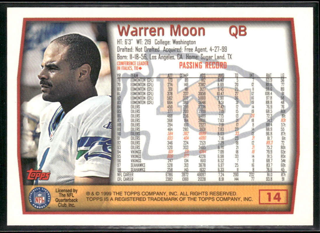 Warren Moon 1999 Topps #14 Kansas City Chiefs