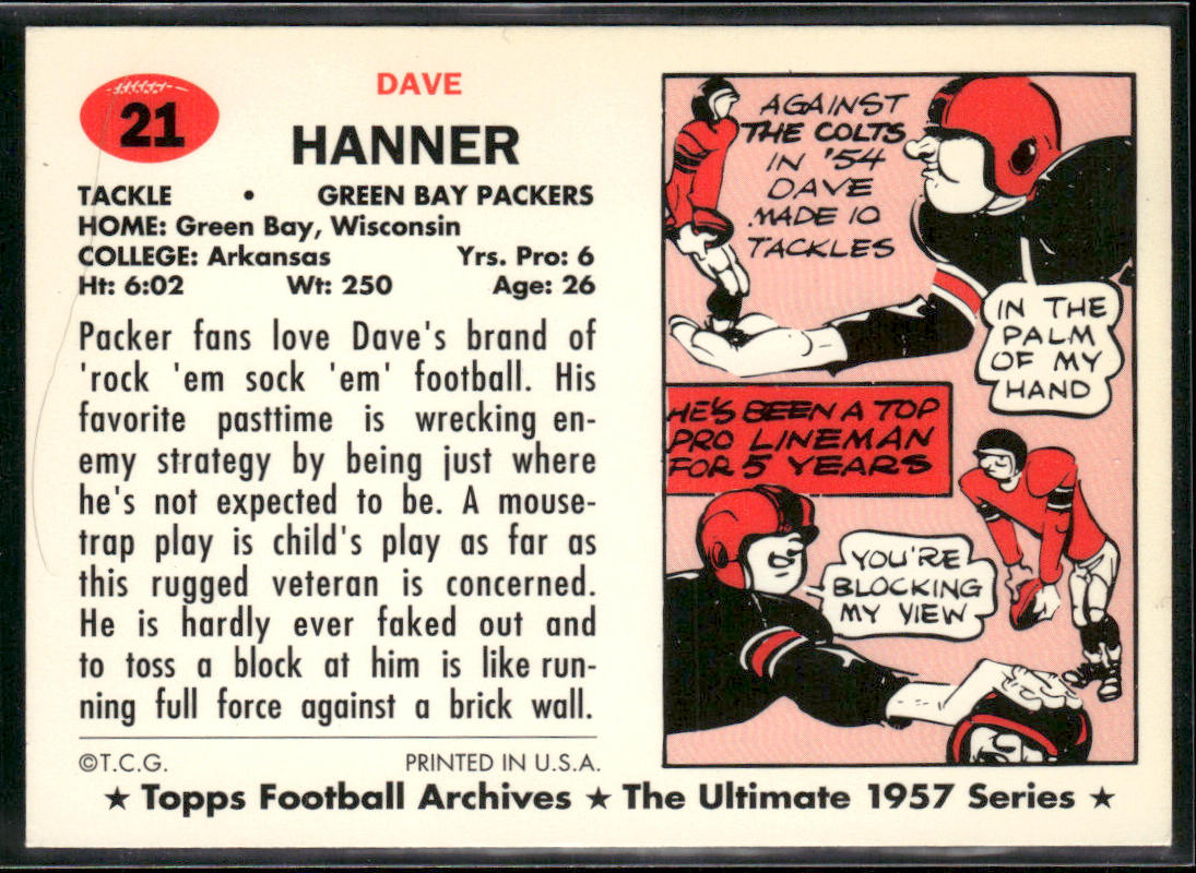 Dave Hanner 1994 Topps Archives 1957 #21 Green Bay Packers