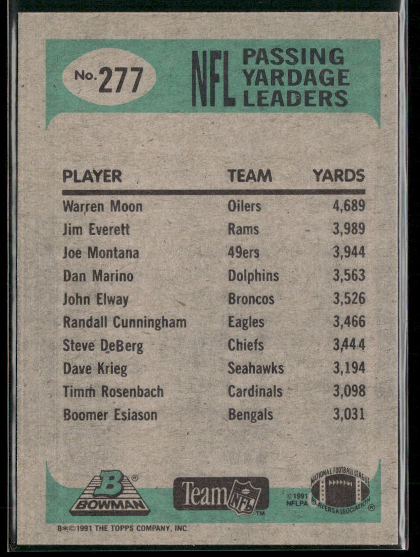 Warren Moon 1991 Bowman #277a A* in copyright on back Houston Oilers