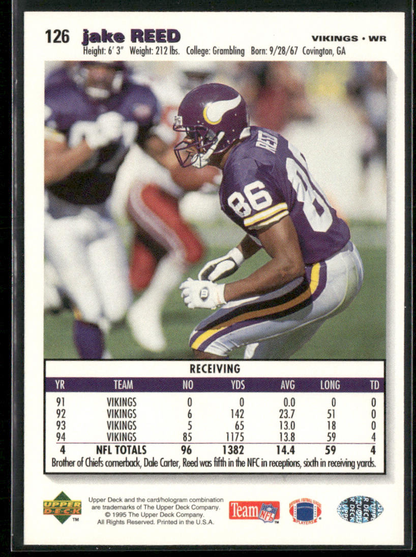 Jake Reed 1995 Collector's Choice #126 Minnesota Vikings