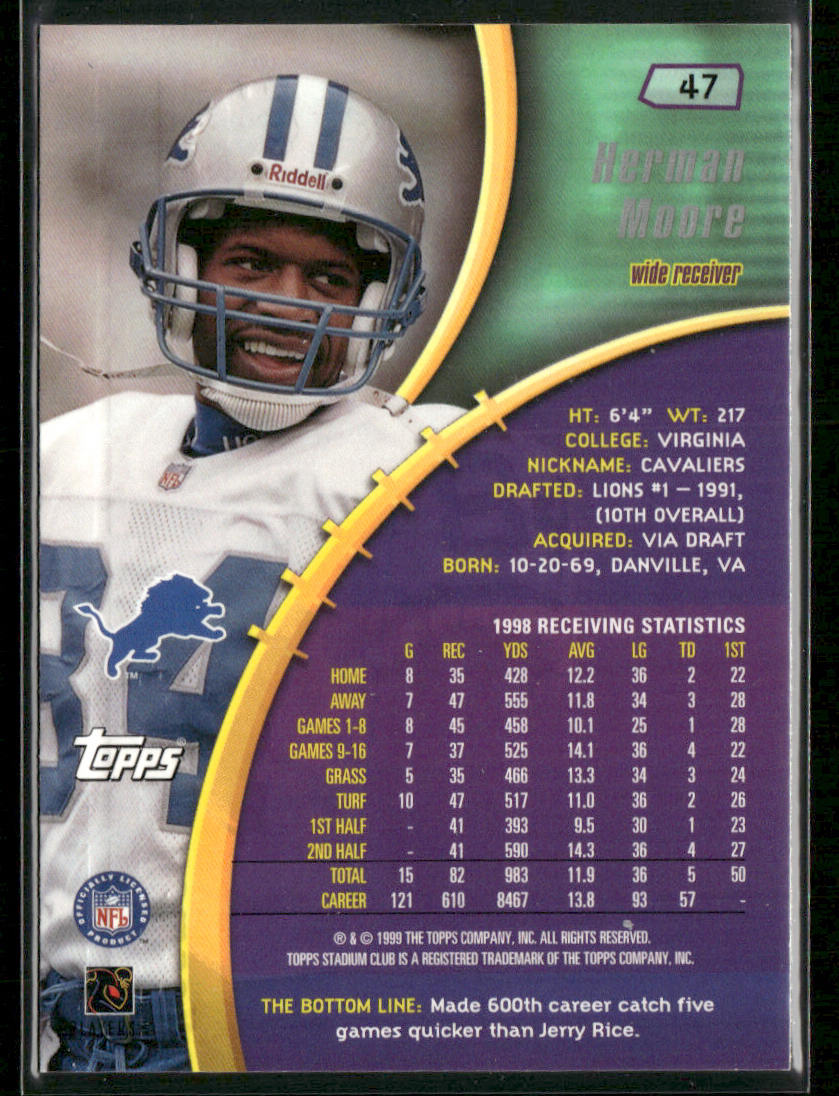 Herman Moore 1999 Stadium Club #47 Detroit Lions