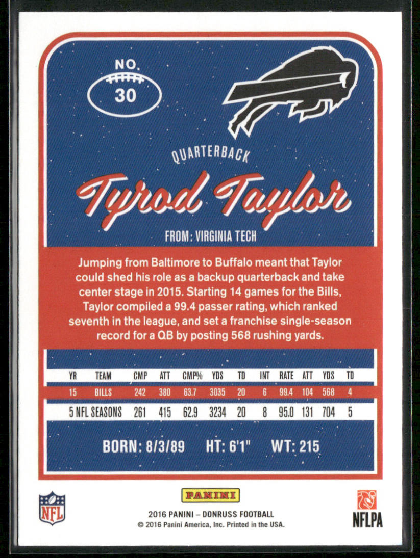 Tyrod Taylor 2016 Donruss #30 Buffalo Bills