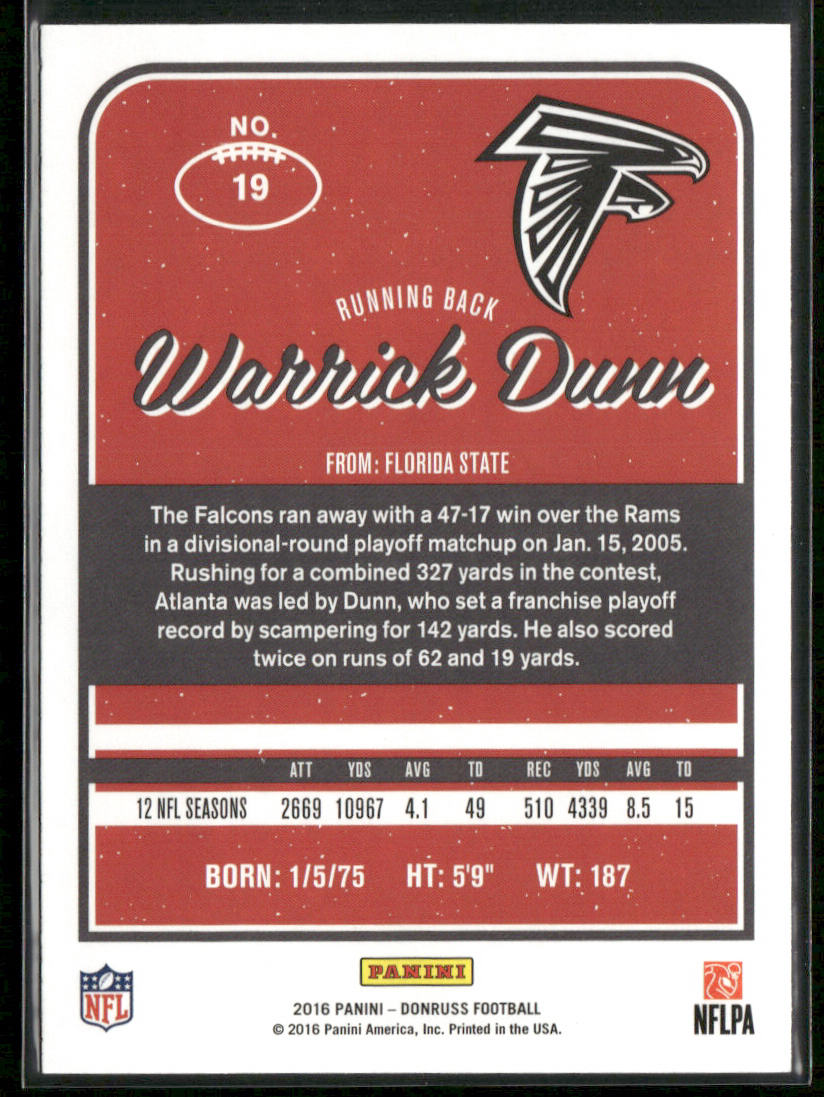 Warrick Dunn 2016 Donruss #19 Atlanta Falcons