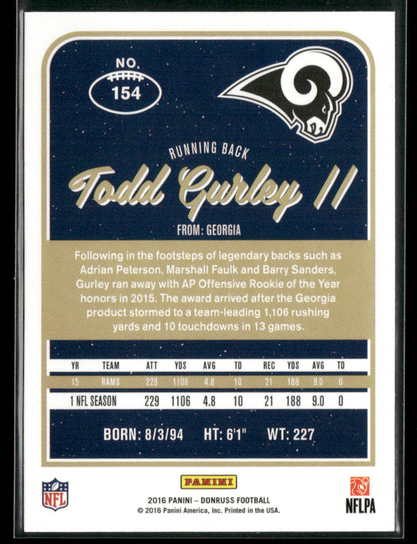 Todd Gurley II 2016 Donruss #154 Los Angeles Rams