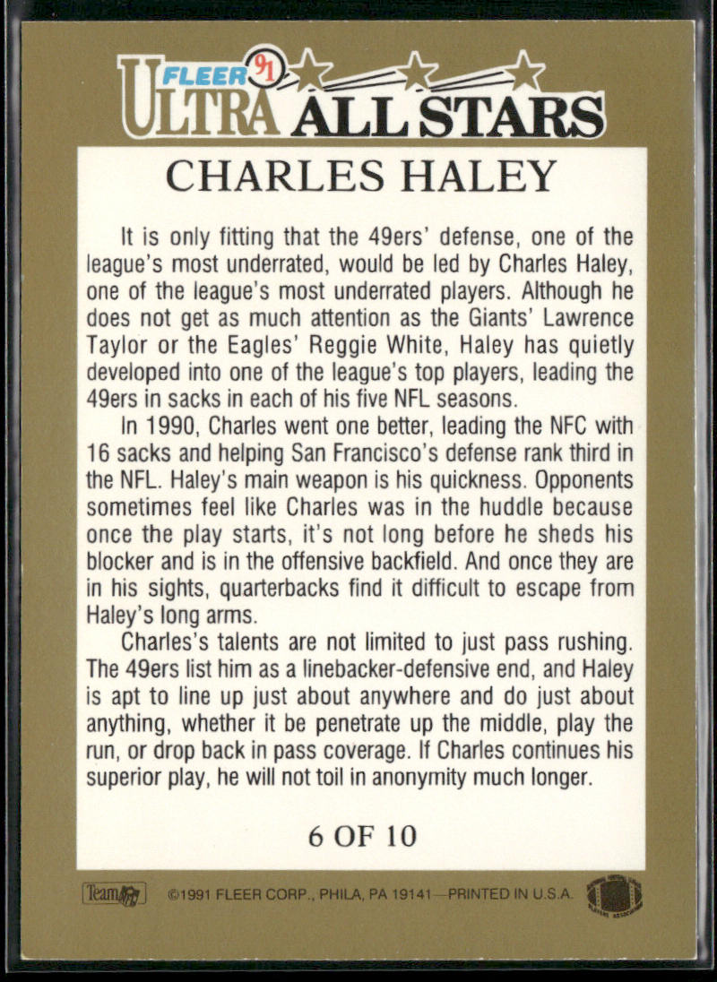 Charles Haley 1991 Ultra Ultra All Stars #6 San Francisco 49ers